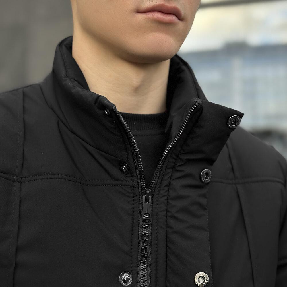 Черная мужская демисезонная куртка без капюшона весна осень Pobedov Axmont Киев - изображение 10