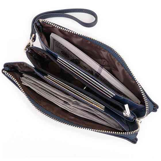 Місткий клатч на два відділення жіночий ST Leather 19248 Синій Київ