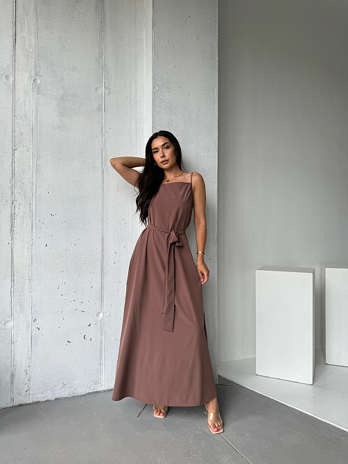 Жіночий літній сарафан максі "Charlotte" оптом | Норма і батал Шоколадний, 42-44 Київ - фото 5