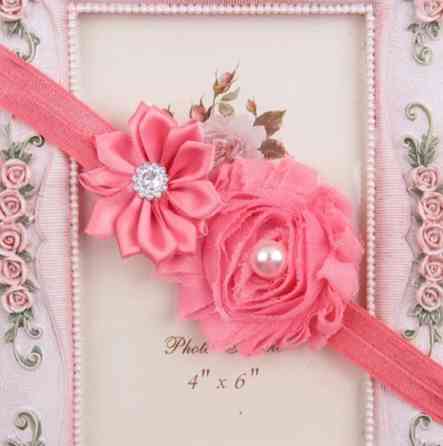 Повязка на голову детская цвета коралл - размер декора 9см, размер универсальный (на резинке) Киев