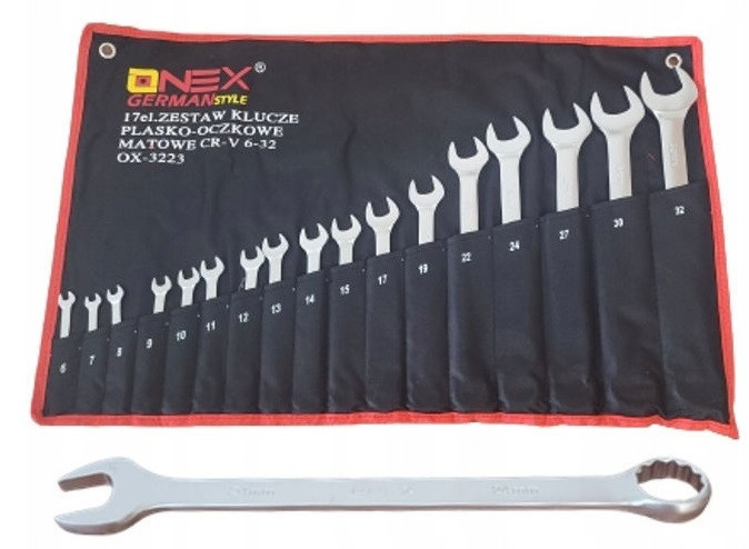 Набір ріжкових комбінованих ключів OX-3223 з гумовими вставками, 17 шт, 6–32 мм, Cr-V сталь у футлярі Одеса - фото 6