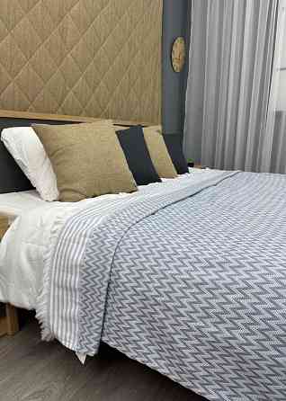 Покривало Dakota Fringe ЄВРО 200х230 см колір блакитний з білим (85-192) Київ