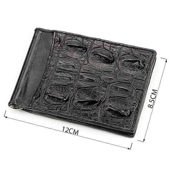 Зажим CROCODILE LEATHER 18169 из натуральной кожи крокодила Черный Киев