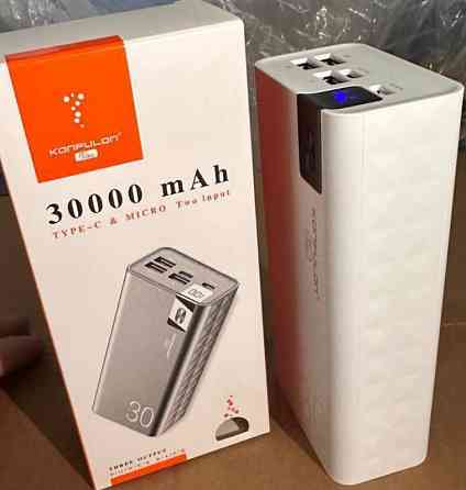 Потужний Powerbank зі швидким заряджанням Konfulon A19 30000mah. Київ