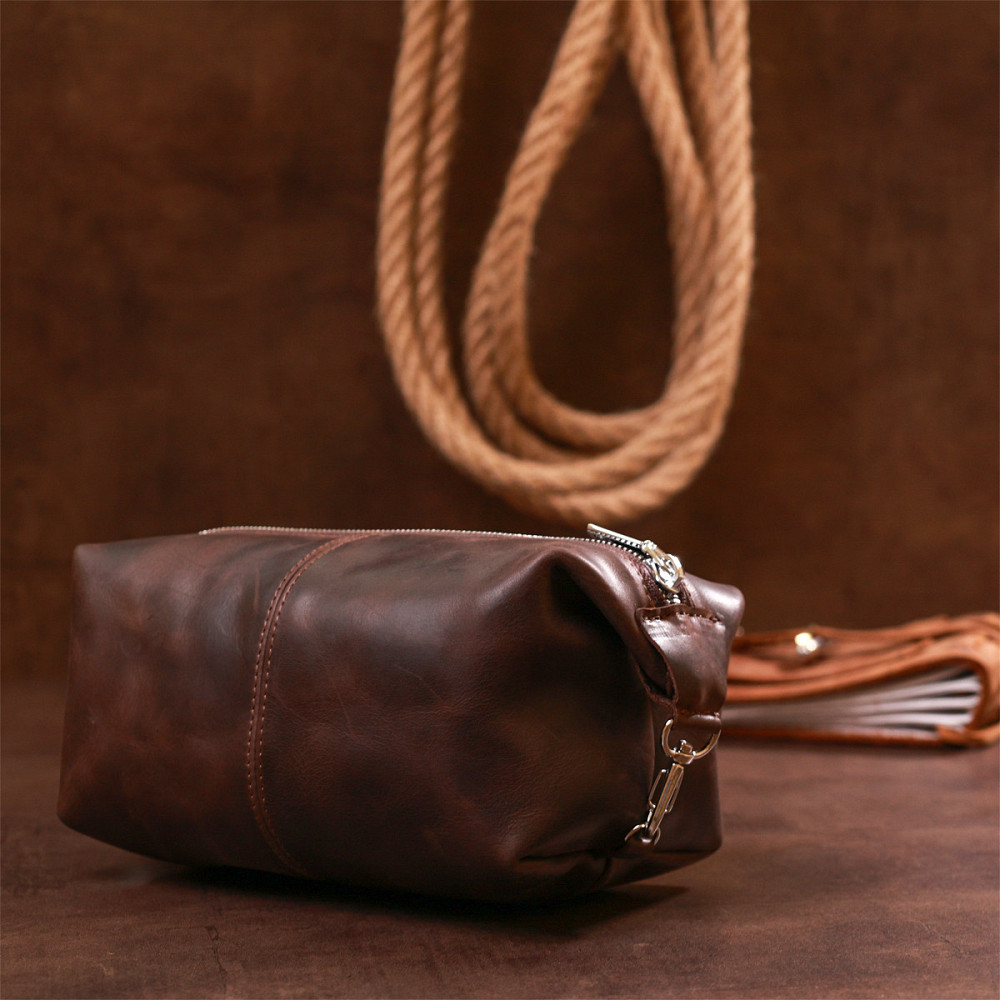 Кожаная винтажная косметичка Shvigel 16398 Коричневый Киев - изображение 8