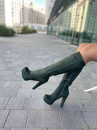 Nivelle Чоботи жіночі Nivelle темно-зелені натуральна замша висота 36-37 см обхват 33-35 см каб Коломия