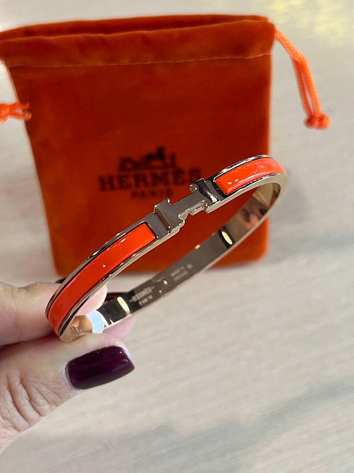 Браслет Hermes / Ермес жовтогарячий браслет - емаль, позолота 18 К Одеса - фото 2