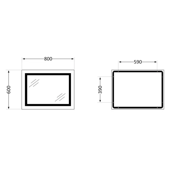 Дзеркало Lidz Kubis 800х600 з LED-підсвіткою Touch, з антизапотіванням, з диммером, рег. яскравості LD78LF9047400 Київ