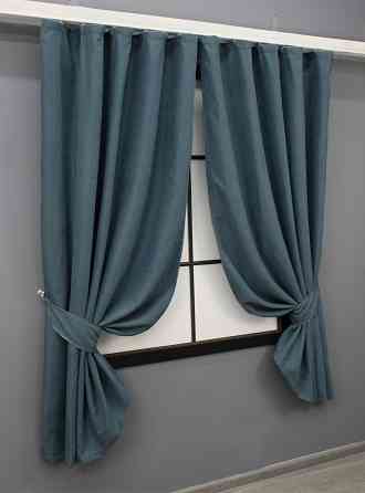 Комплект коротких штор VR-Textil Микровелюр Petek № 1489ш Серо-голубой 130х170 см 2 шт (35-0215) Киев