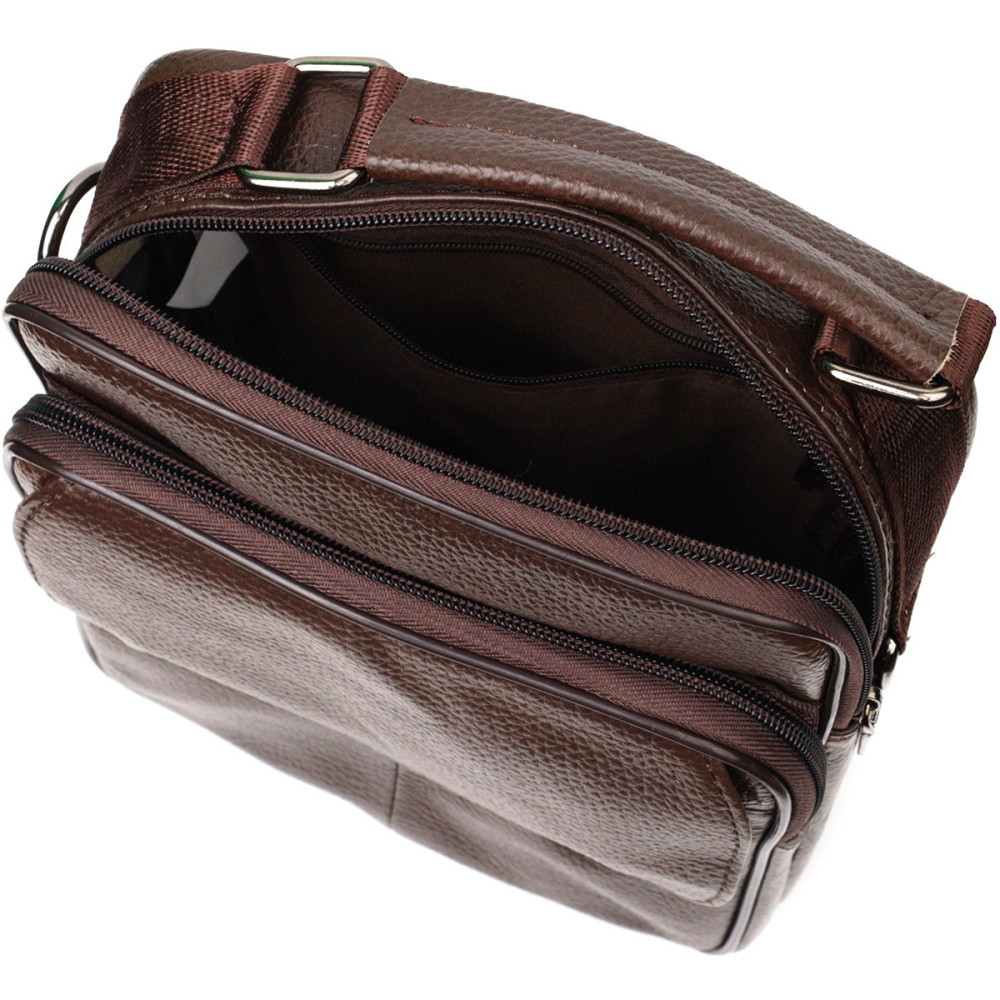Стильный мужской мессенджер из натуральной кожи Vintage 21949 Коричневый Киев - изображение 6