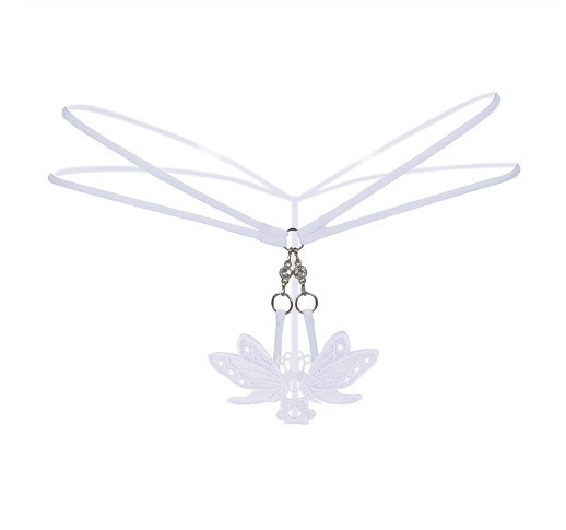 Трусики з розрізом, метеликами білі - розмір універсальний (на резинці), 15% нейлон, 85% поліестер Київ - фото 1