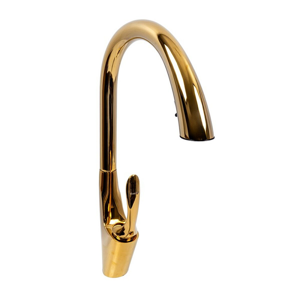Змішувач кухонний з висувним виливом VALESO OB-D91B (PVD золото, латунь) Коломия - фото 1