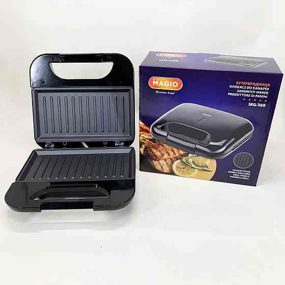 Притискний гриль для булочок і сендвічів Magio, Гриль контактний плоский, Електробутербродниця для дому HI-71 Львів