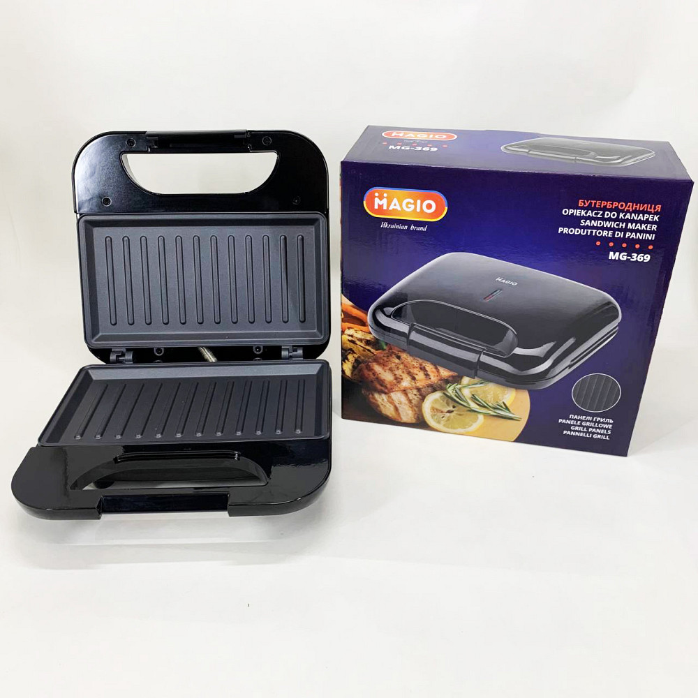 Притискний гриль для булочок і сендвічів Magio, Гриль контактний плоский, Електробутербродниця для дому HI-71 Львів - фото 5