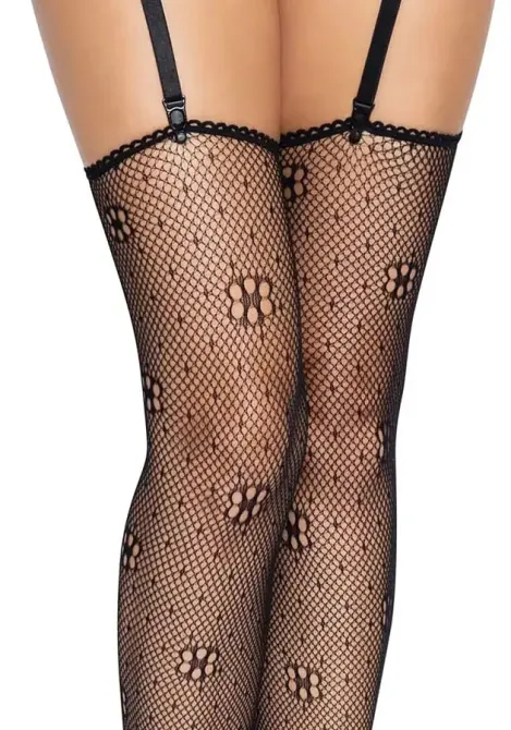 Панчохи Leg Avenue Daisy Dot Fishnet Stockings One Size Black Львів - фото 4