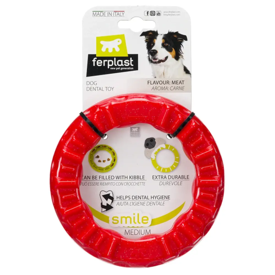 Жевательная игрушка для собак с кристаллами бикарбоната Ferplast Smile (Ферпласт Смайл) Ø 16 x 3,2 cm - M, Красный Запорожье