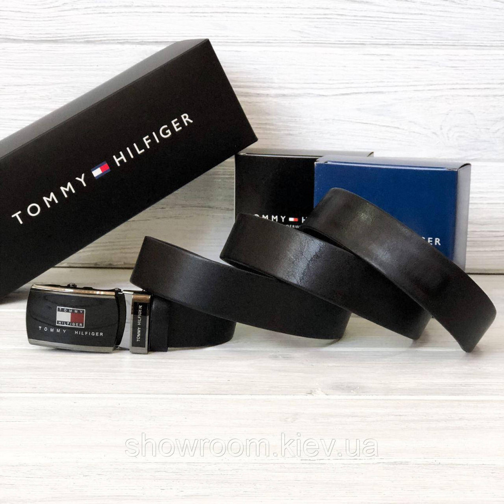 Мужской кожаный ремень с пряжкой автомат (047) черный Киев - изображение 1