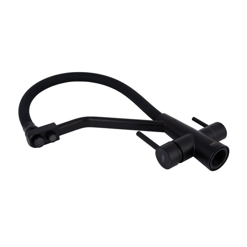 Смеситель для кухни Lidz Aria 020F3 с гибким изливом и подключением к фильтру LDARI020F3BLA39212 черный Киев - изображение 7