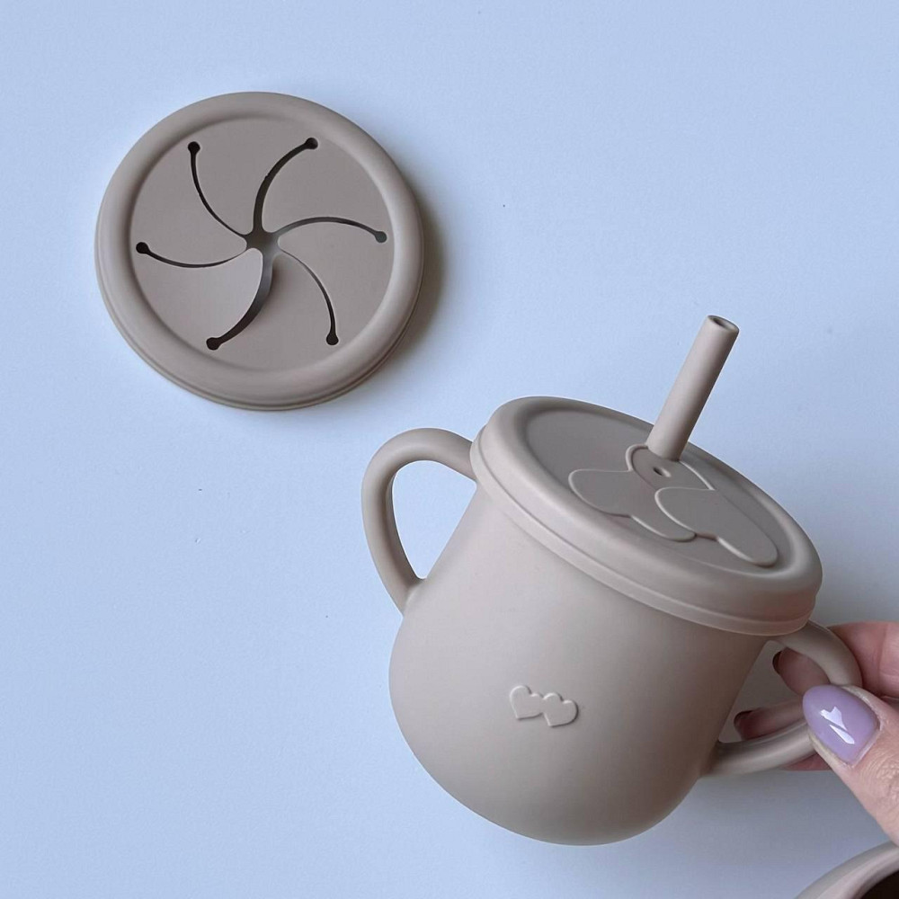 Детский набор силиконовой посуды для первого прикорма 9 предметов силиконовая посуда на присосках цвет беж Киев - изображение 5