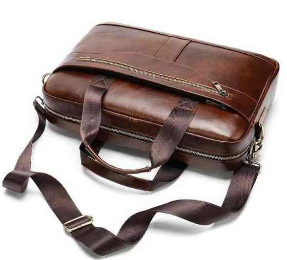 Деловая мужская сумка из зернистой кожи Vintage 14837 Коричневая Киев