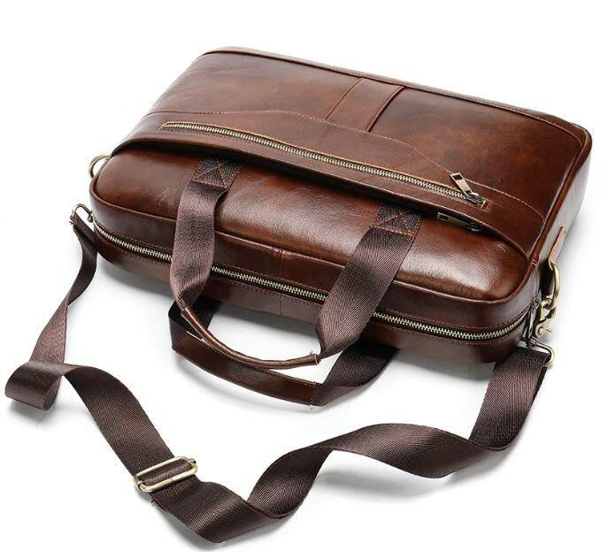 Деловая мужская сумка из зернистой кожи Vintage 14837 Коричневая Киев - изображение 3