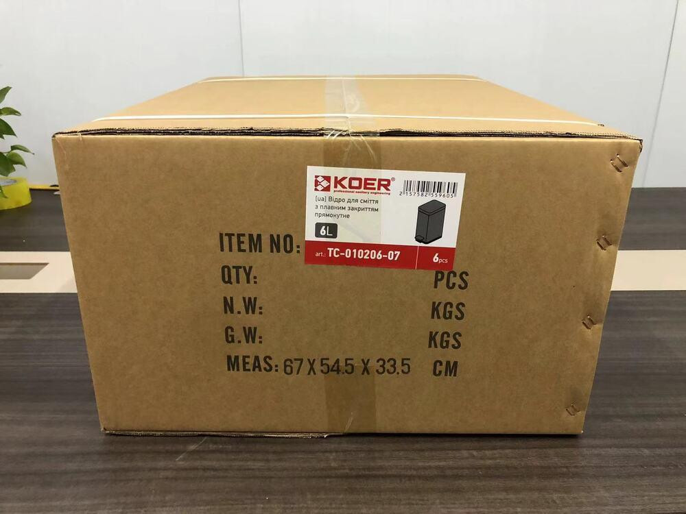 Відро для сміття з плавним закриттям прямокутне Koer TC-010206-07 6 л колір сірий (KR5596) ( 37117 ) Харків - фото 7