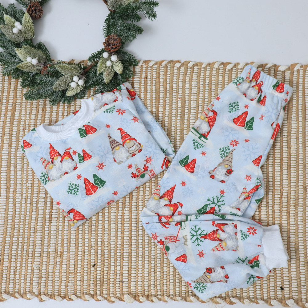 Хлопковая новогодняя детская пижама с гномами (свитшот + штаны) Каменец-Подольский - изображение 4