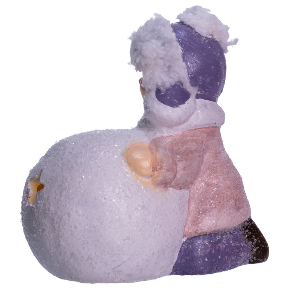 Новорічна фігурка з підсвіткою Дівчинка зі сніговою кулею з фарфори 11×7×12 (см) новорічний декор для дому, квартири на подарунок CR-5-10 Коломыя - изображение 3