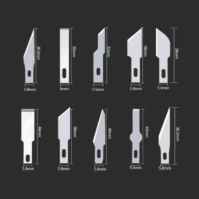 Прецизійні ножі 3шт і 13 змінних лез для дерева шкіри пластику набір у кейсі Київ - фото 6