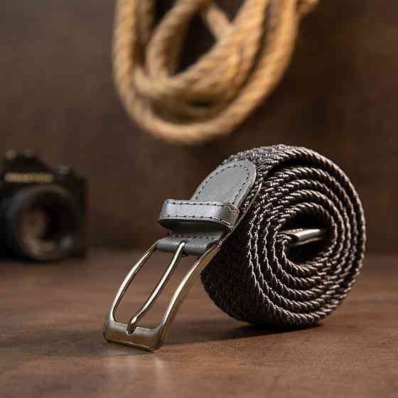 Текстильный мужской ремень классика Vintage 20522 Серый Киев