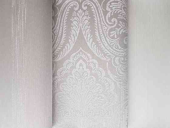 Шпалери текстильні еко 0.53х10.05 Rasch Textil Valentina класика вензелі дамаски сіре на сірому Київ