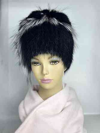 Шапка зимняя меховая женская водопад Милена Черный Харьков