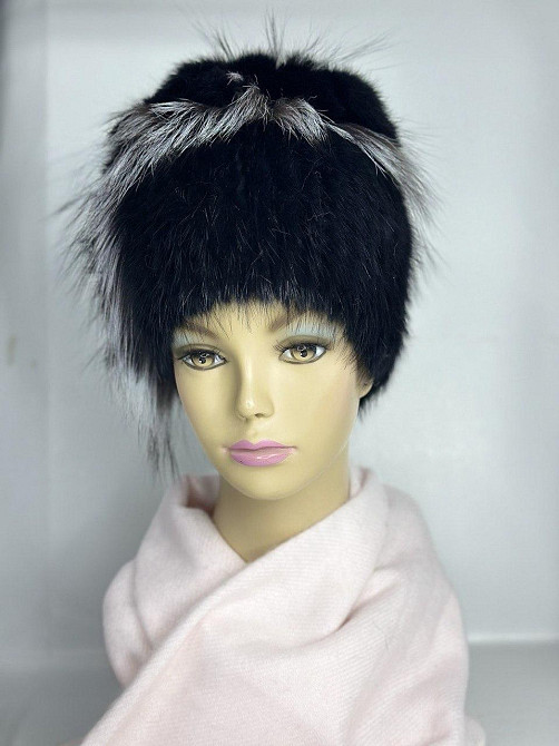 Шапка зимняя меховая женская водопад Милена Черный Харьков - изображение 6