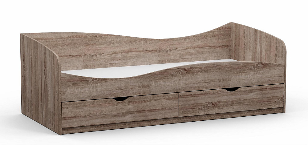 Ліжко односпальне L-11, Дуб Сонома Трюфель, 2030х937х680 Львів - фото 1