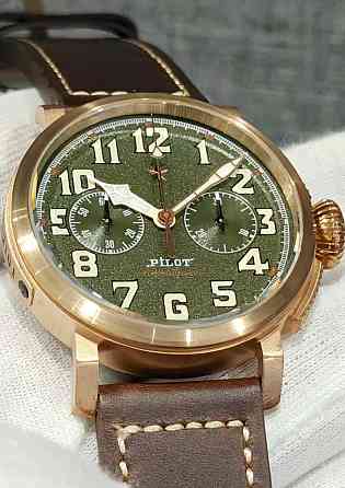 Мужские часы Pilot Bronza Chronograph Mechanical 42mm 100m Sapph. Киев