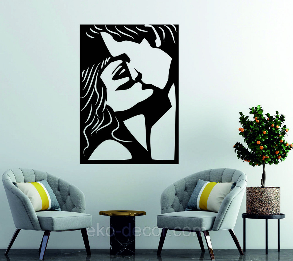 Декоративное настенное Панно «Поцелуй», Декор на стену 70*49 см, Черный Киев - изображение 3