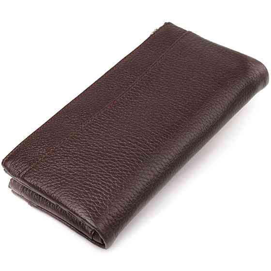 Практичний гаманець із натуральної зернистої шкіри CANPELLINI 21632 Коричневий Київ