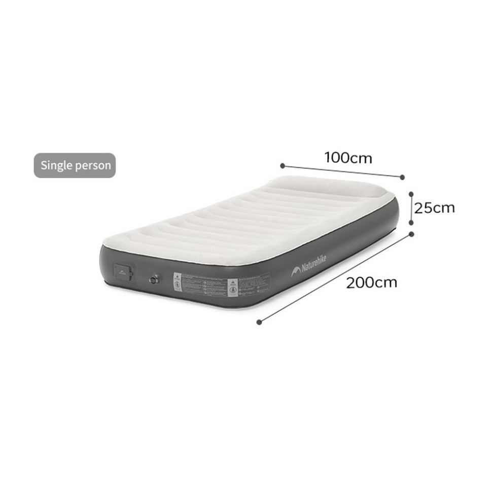 Самонадувающийся матрас, одноместный, со встроенной помпой Naturehike CNK2450WS040, 250 мм, серый Киев - изображение 2