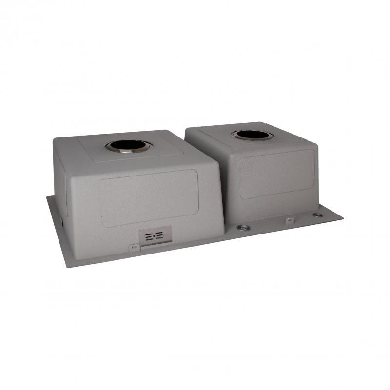 Мойка для кухни с нержавеющей стали на две чаши интегрированная Lidz Handmade H7843 Brushed Black PVD черная Киев - изображение 5