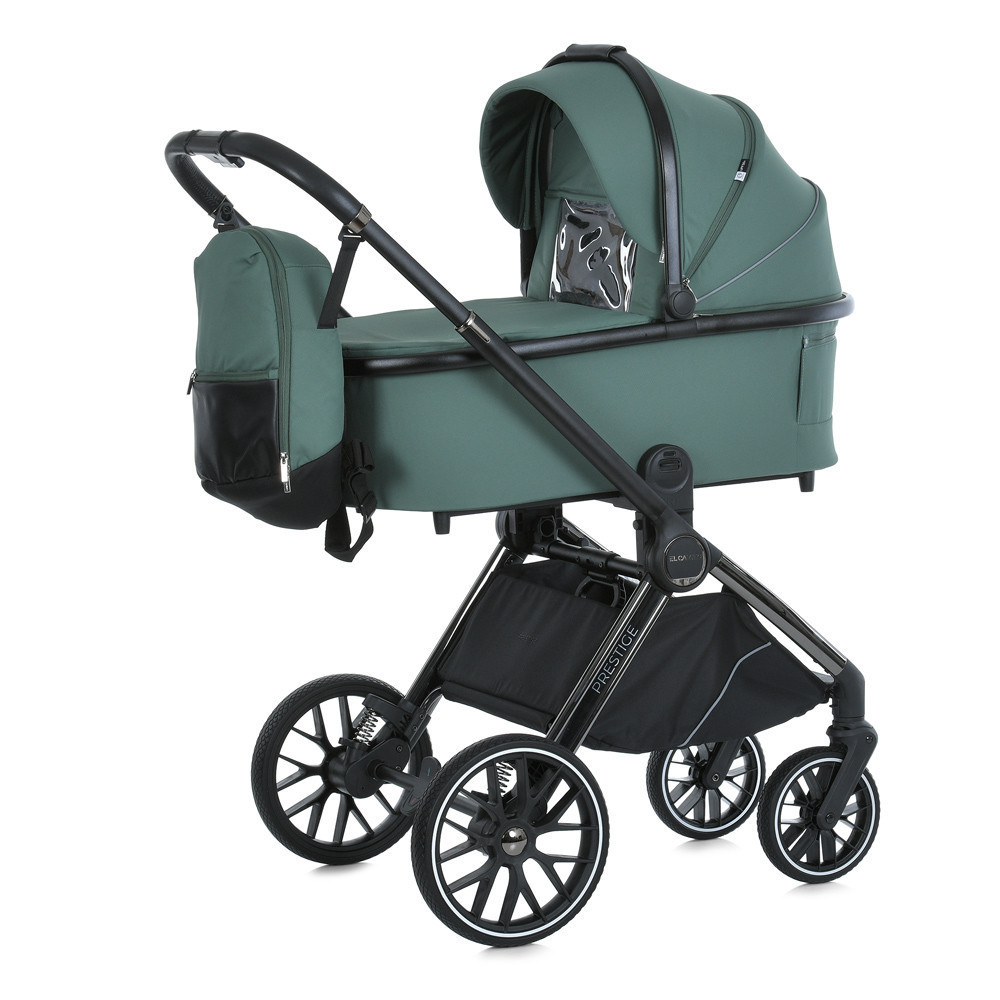 Коляска універсальна 2в1 El Camino PRESTIGE Smoke Green люлька + прогулянковий блок сумка дощовики москітна сітка Зелена (ME Чернигов - изображение 1