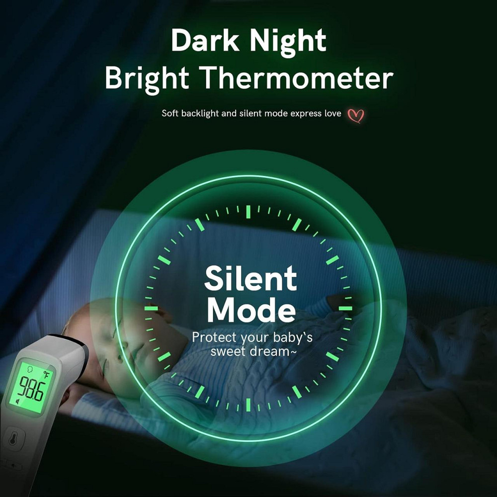 Інфрачервоний безконтактний цифровий термометр Viproud для дорослих і дітей з сигналом гарячки безшумний режим Київ - фото 6