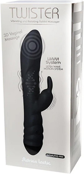 Вибратор-кролик Adrien Lastic Twister с ротацией, черный Sex Aura Киев - изображение 5