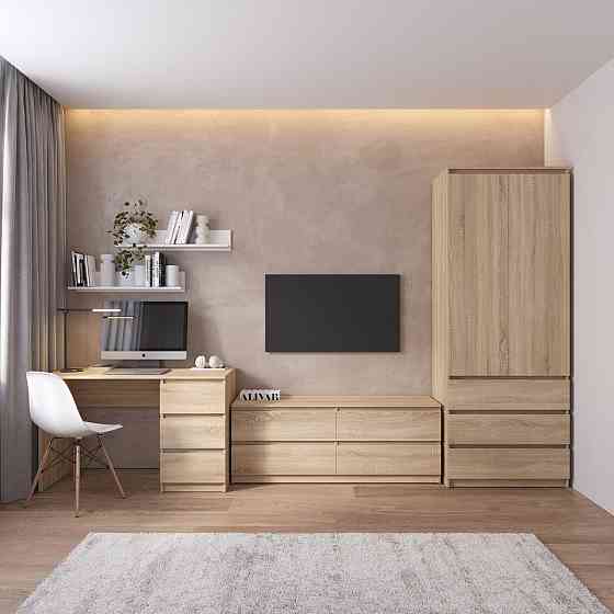 Комплект мебели в гостиную VAYS, шкаф R-9 тумба R-6 стол R-1 полки М-22 Дуб Сонома Львов