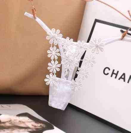 Еротичні стрінги білі "Ромашки" - розмір універсальний (на резинці), в талії до 90см Київ