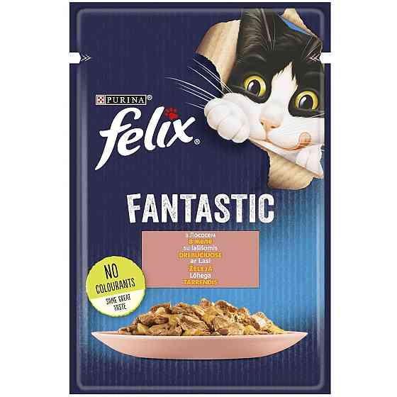 Вологий корм Фелікс Felix Fantastic консерви для кішок з лососем в желе 85 г, Purina Вінниця