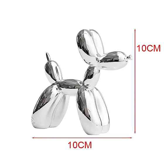 Статуэтка декоративная Собачка из шарика RESTEQ серебряная — фигурка для интерьера Balloon Dog в стиле Джеффа Кунса, 10×10×4 см Киев