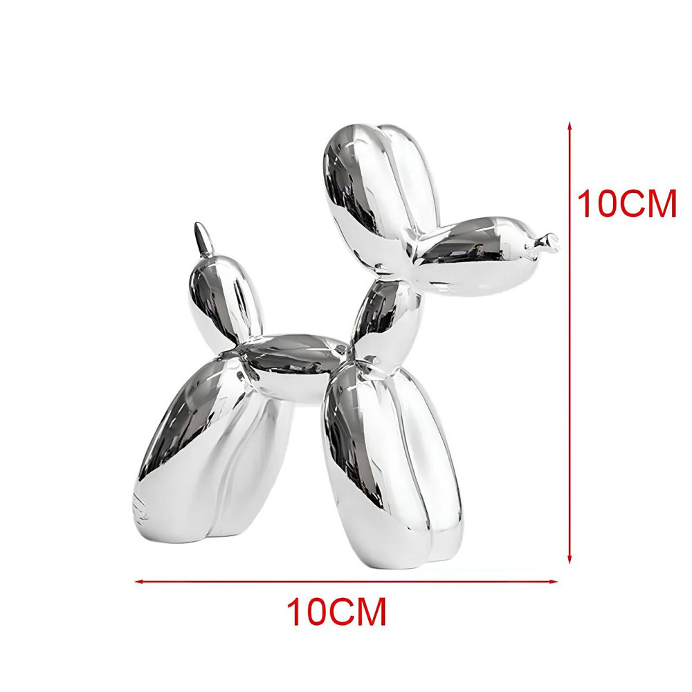 Статуэтка декоративная Собачка из шарика RESTEQ серебряная — фигурка для интерьера Balloon Dog в стиле Джеффа Кунса, 10×10×4 см Киев - изображение 2