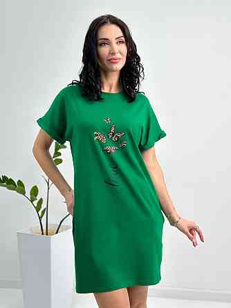 Літня сукня міні з принтом "Glide" оптом та по дропшипінгу | Норма і батал Зелений, 42-44 Київ