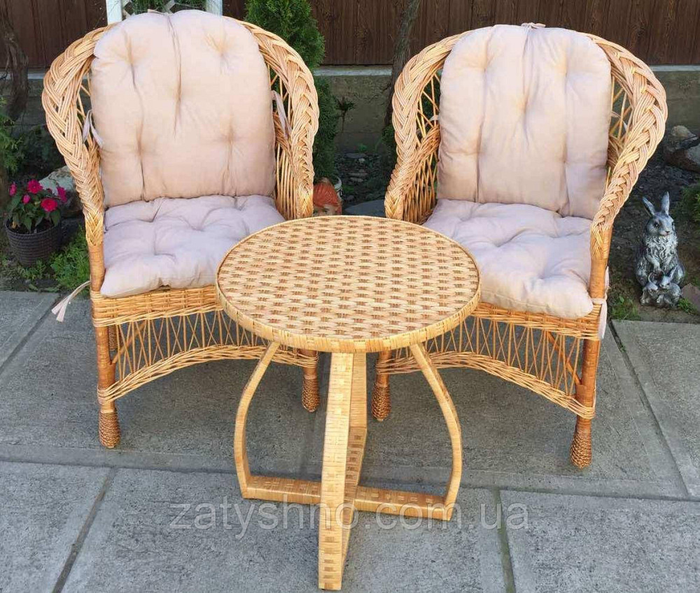 Меблі плетені з журнальним столом | меблі з лози з накидками меблі з лози плетені Київ - фото 4