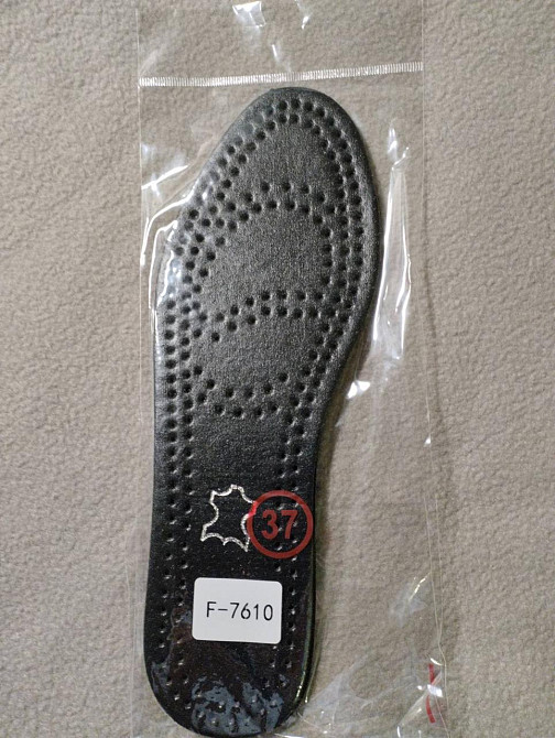 Шкіряна устілка чорна анатомічна, маломірка, розміри 36-48 для взуття будь-якого типу Харків - фото 1